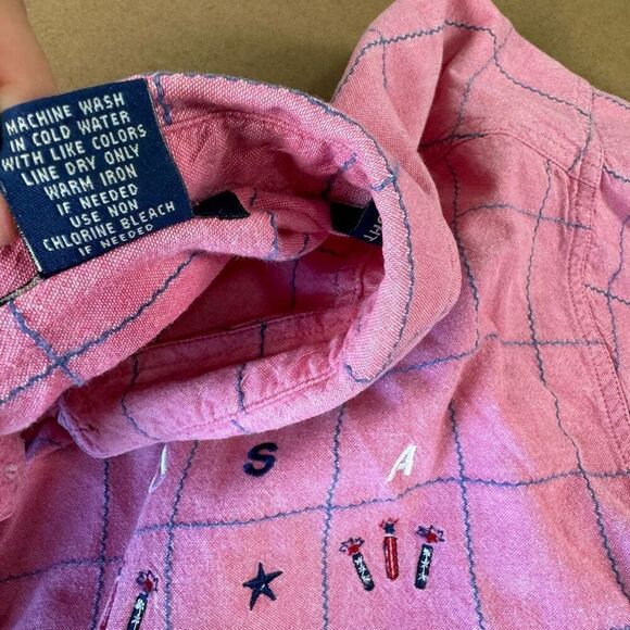 Vtg CST Blues Women’s 22 USA Fireworks Embroidered Short Sleeve Button Down - Picture 8 of 8